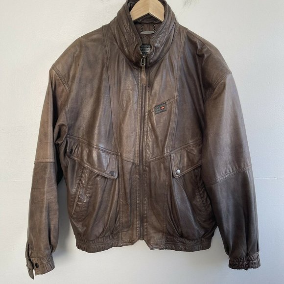 Members Only Other - VINTAGE MEMBERS ONLY Corvette Cafe RACER Brown Leather Coat Bomber